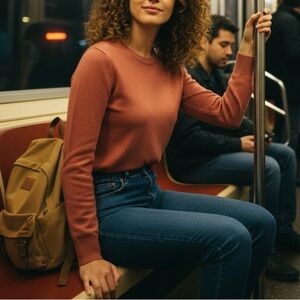 Everlane The Soft Cotton Crew Sweater in Spanish Clay